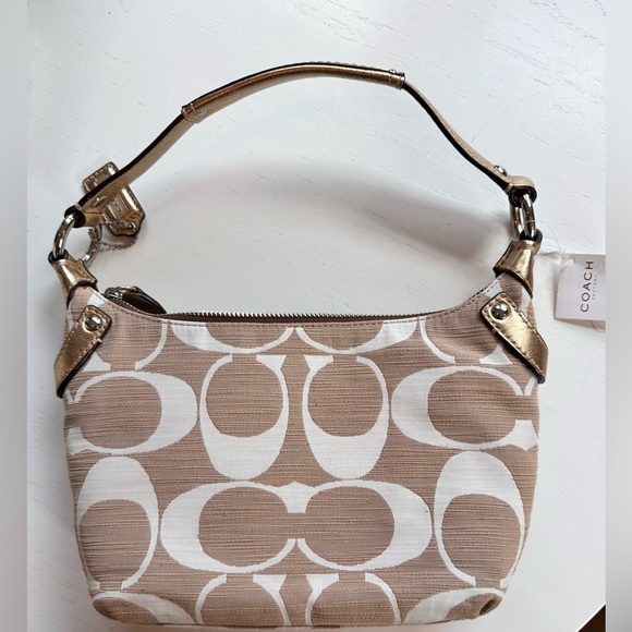 COACH🩷🩷NWT!! Y2K! Coach Beige/White Signature Canvas Penelope Hobo - Picture 2 of 5